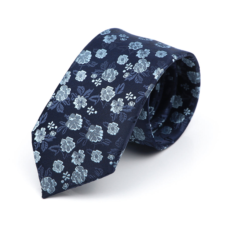 Navy & Light Blue Floral Skinny Tie