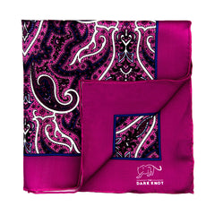 Pink, Blue & White Paisley Silk Pocket Square