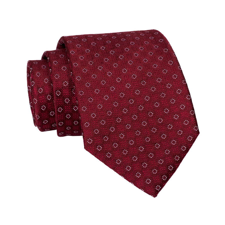 Red & Silver Geometric Foulard Silk Tie