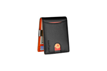 Lexington Slim Leather Wallet, Black / Orange