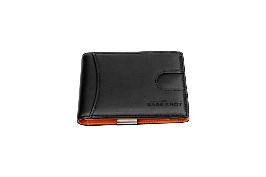 Lexington Slim Leather Wallet, Black / Orange