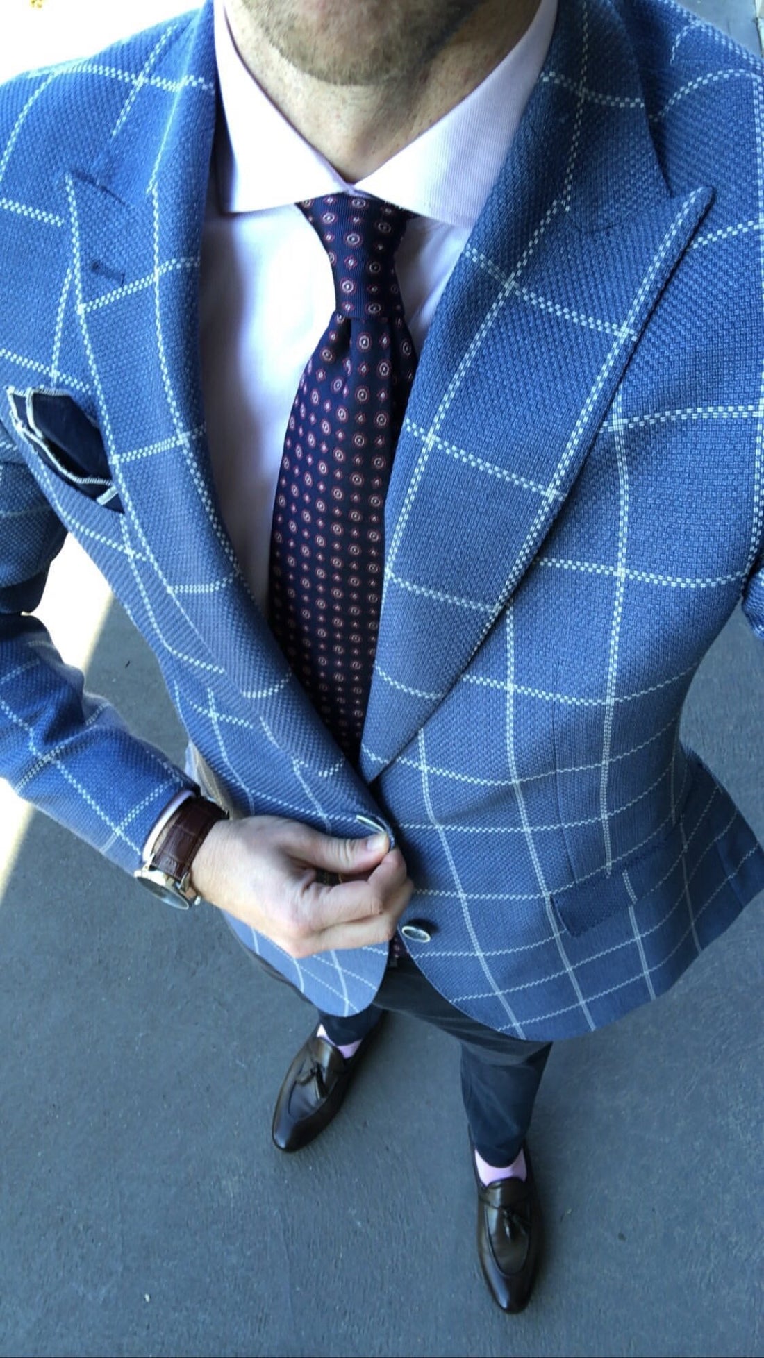 Navy & Red Foulard Silk Tie