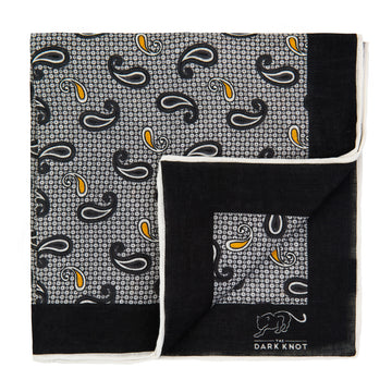 Light Grey & Orange Linen Pocket Square