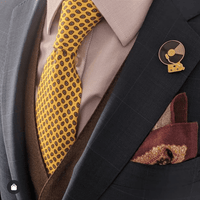 Yellow & Brown Geometric Foulard Silk Tie
