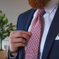 Pink & Burgundy Geometric Foulard Silk Tie