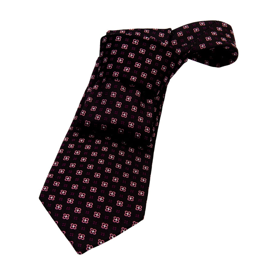 Black & Pink Foulard Silk Tie