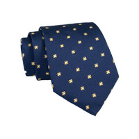 Navy & Gold Geometric Foulard Silk Tie