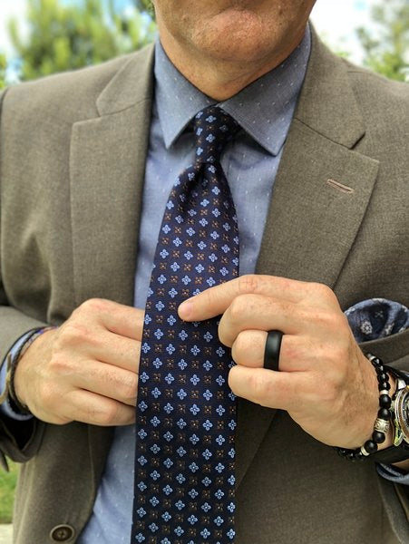 Navy & Brown Foulard Premium Silk Tie