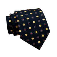 Navy & Yellow Floral Abstract Silk Tie