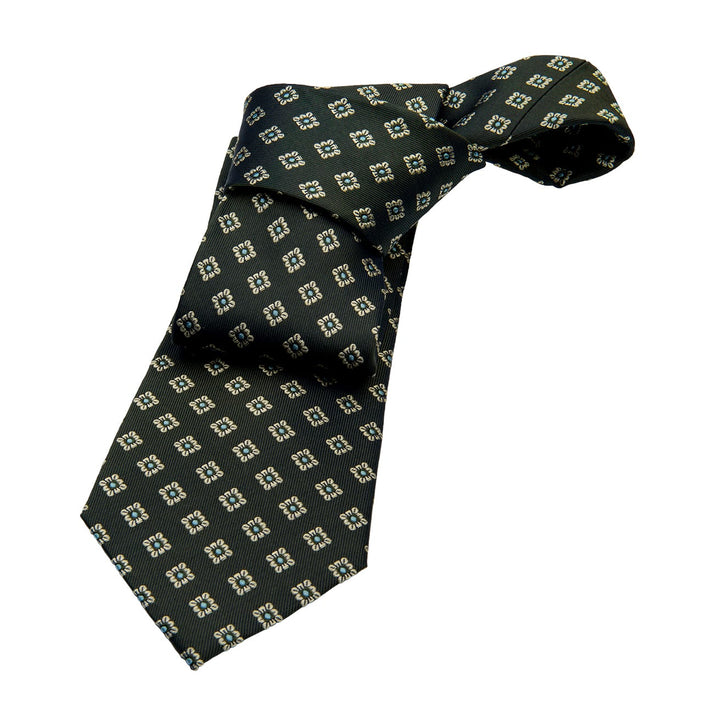 Olive Green Foulard Silk Tie