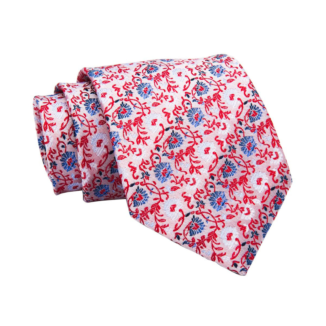Shanghai Floral Silk Tie, Cream / Blue / Red
