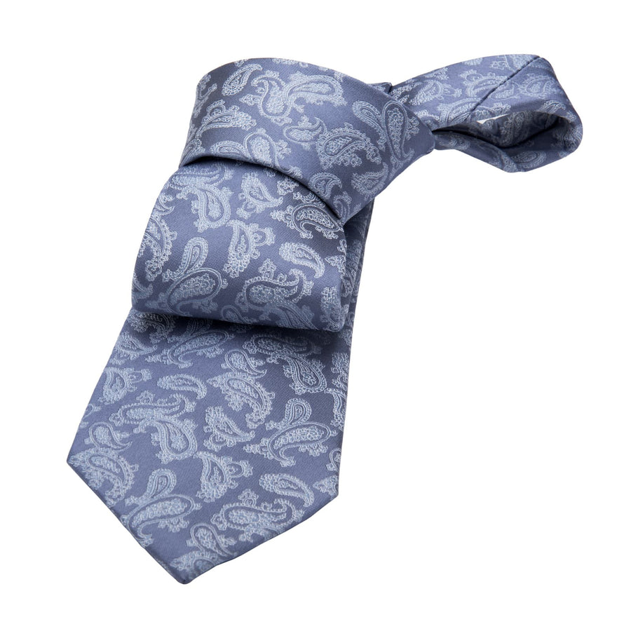 Amesbury Paisley Silk Tie, Grey / Light Grey