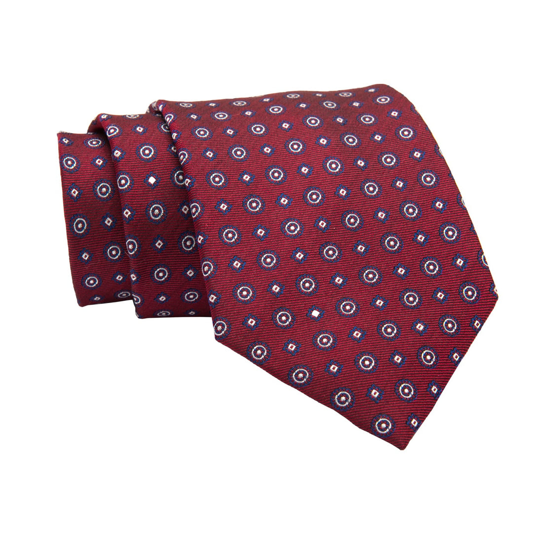 Ludlow Abstract Silk Tie, Red / Navy / Silver