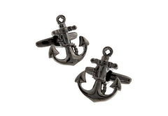Black Anchor Rhodium Plated Cufflinks