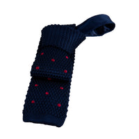 Navy Polka Dot Silk Knit Tie