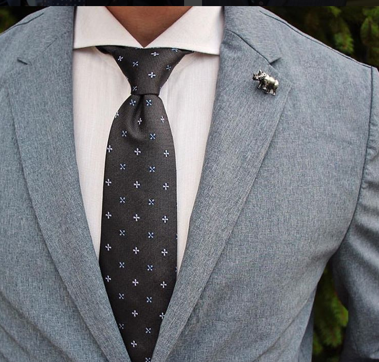 Grey Foulard / Abstract Silk Tie