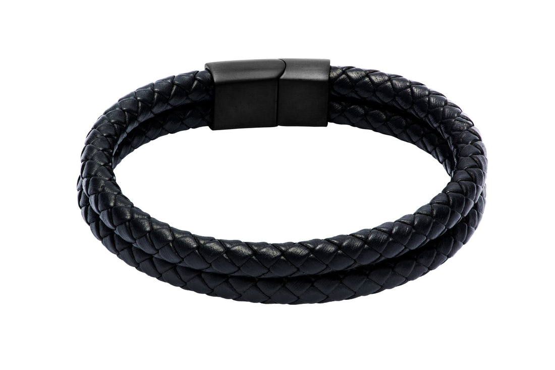 Coronado Black Leather Stainless Steel Bracelet – The Dark Knot