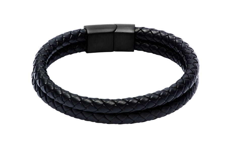 Black Rope Chain Leather Bracelet
