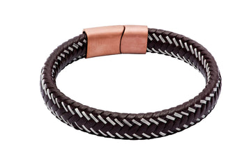 Brown Leather Bracelet Silver Trimmings
