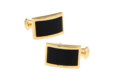 Gold Black Enamel Rhodium Plated Cufflinks