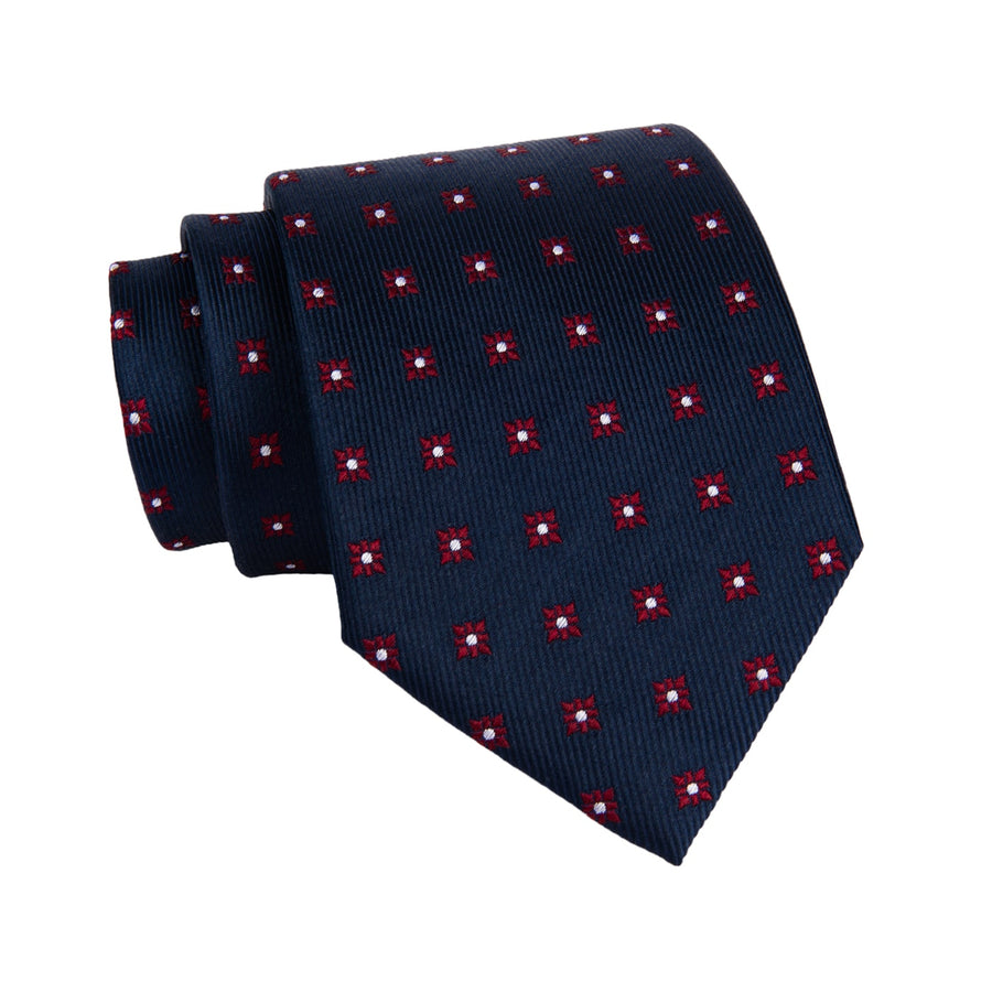 Navy & Red Foulard Silk Tie