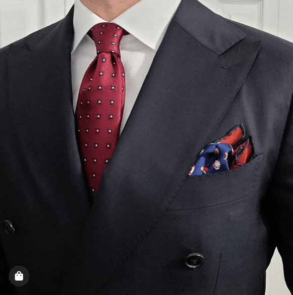 Red & Navy Foulard Silk Tie