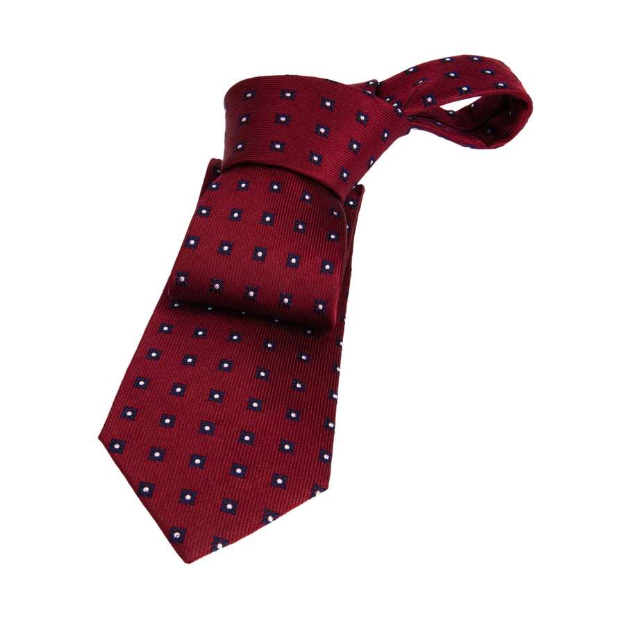 Red & Navy Foulard Silk Tie