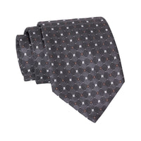 Grey & Silver Geometric Foulard Silk Tie