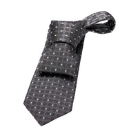 Grey & Silver Geometric Foulard Silk Tie