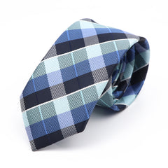 Navy, Blue & Turquoise Skinny Plaid Tie