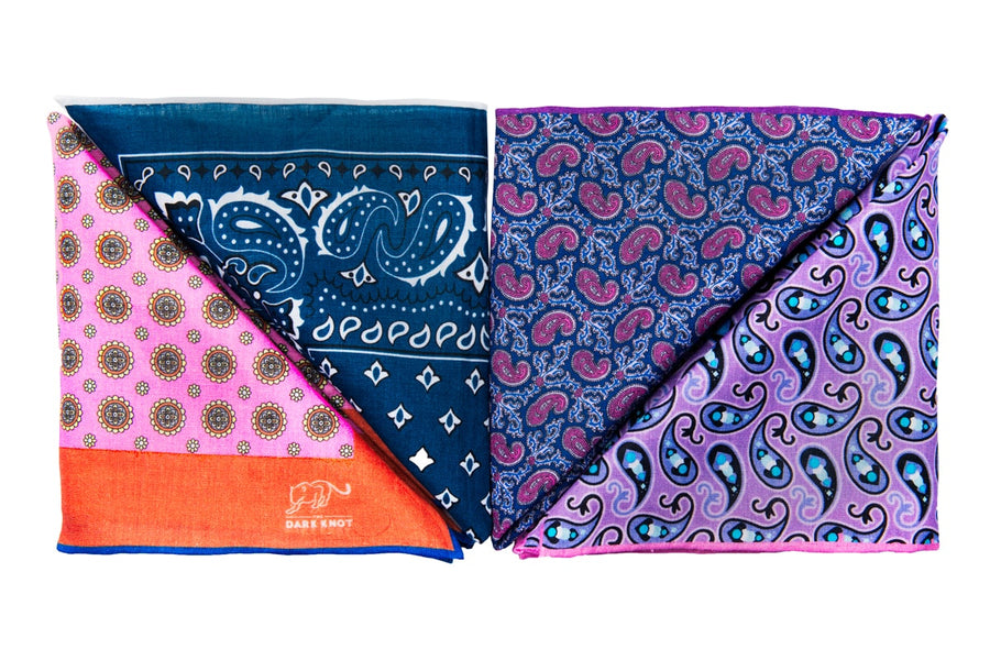 Linen Pocket Squares with contrasting hand rolled edges