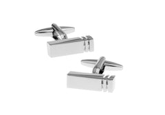 Silver rectangular rhodium plated cufflinks