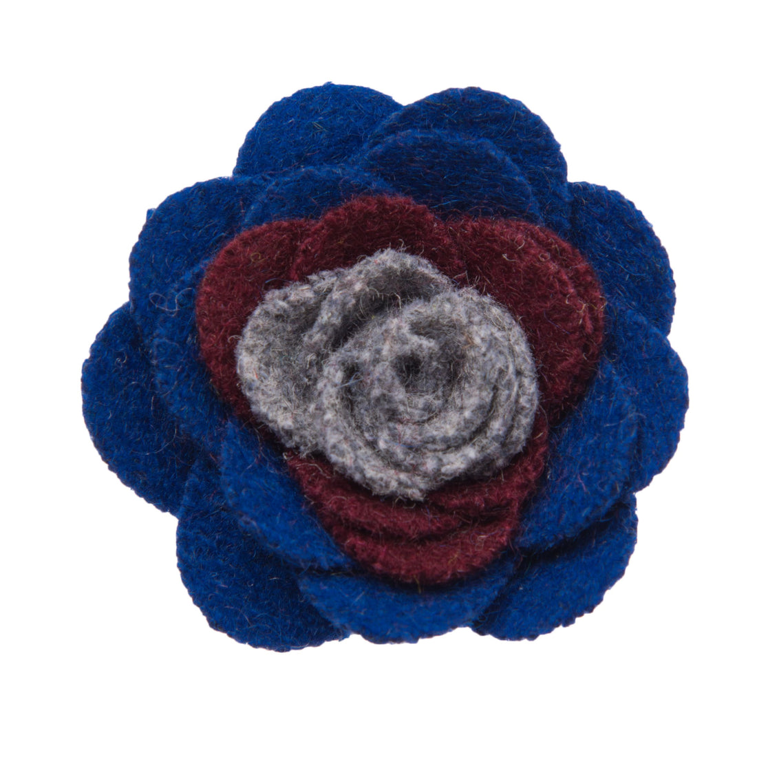 Concord Lapel Flower, Blue / Burgundy / Grey