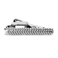 Silver braided rope tie bar