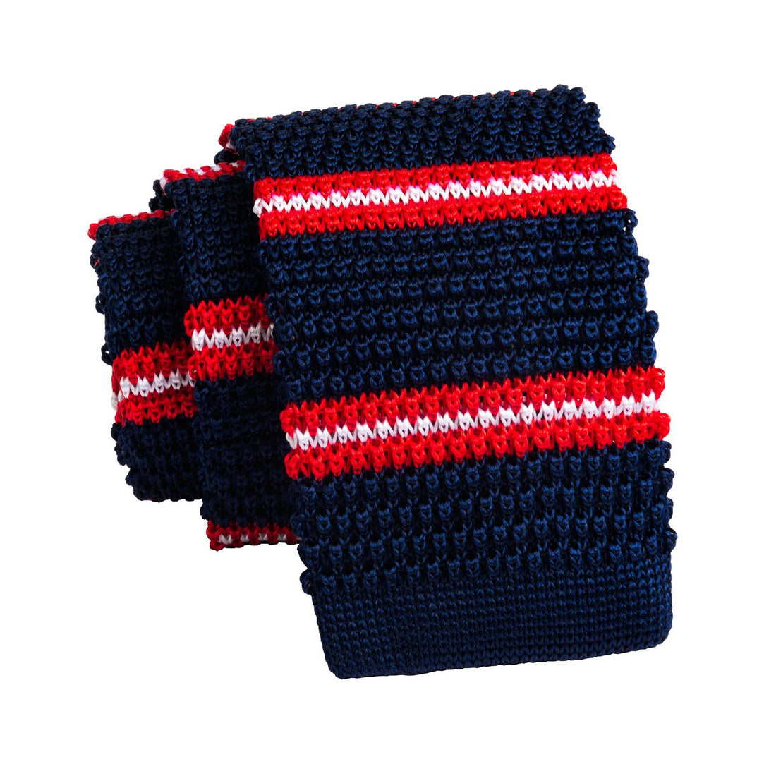 Navy & Red Stripes Knitted Silk Tie