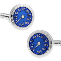 Sentosa Blue Enamel Speedometer Rhodium Plated Cufflinks
