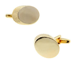 Gold Oval Rhodium Plated Cufflinks