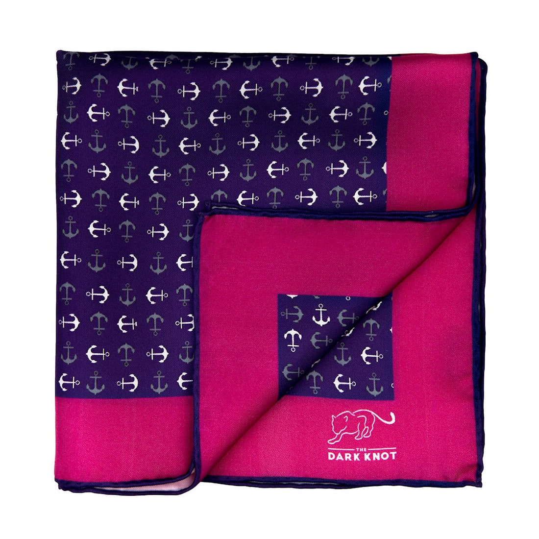 Purple, Grey & White Anchor Silk Pocket Square