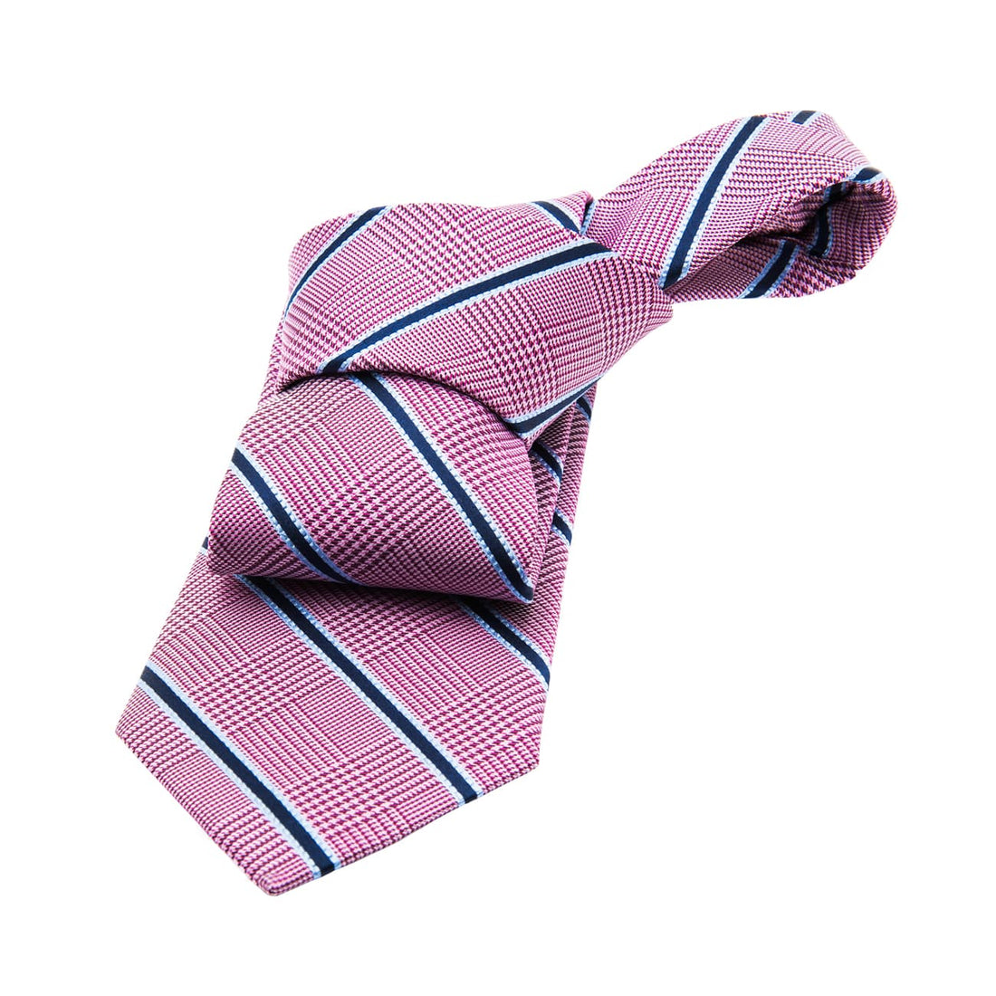 Pink and Navy Striped Silk Tie
