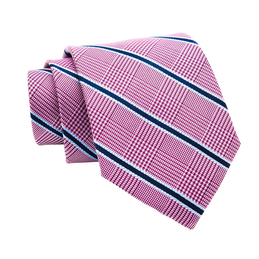 Pink & Navy Striped Silk Tie