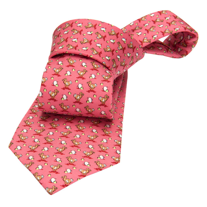 Coral Printed Silk Tie