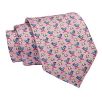 Pink Ducks w/ Egg Printed Silk Tie