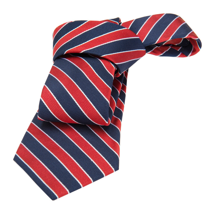 Navy w/ Red Striped Silk Tie