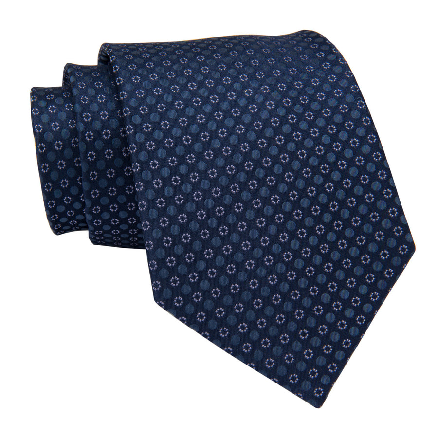Navy and Lilac Dotted Silk Tie