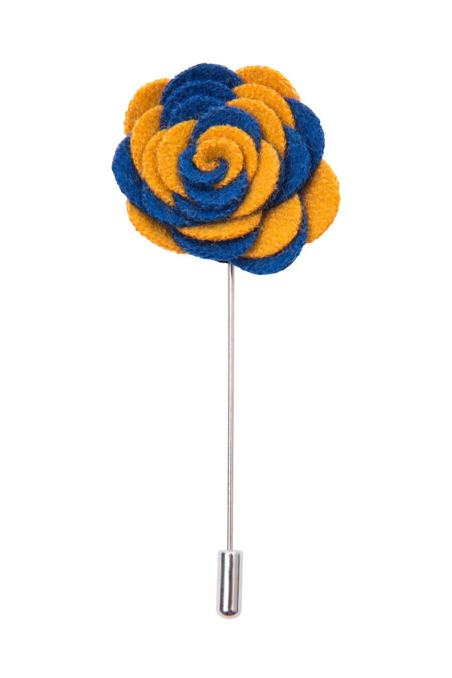Blue and yellow lapel flower