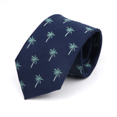 Navy Palm Trees Twill Tie