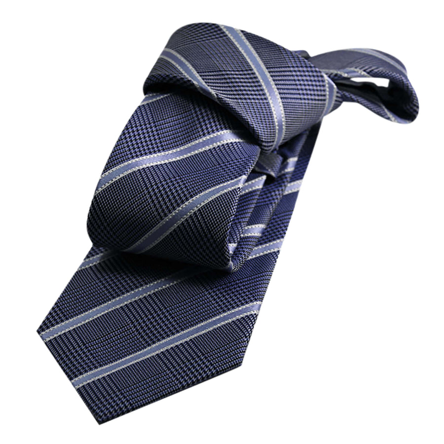 Blue & Light Blue Striped Tie with houndstooth background