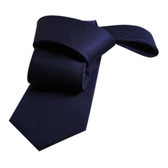 Solid Navy Blue Silk Tie 