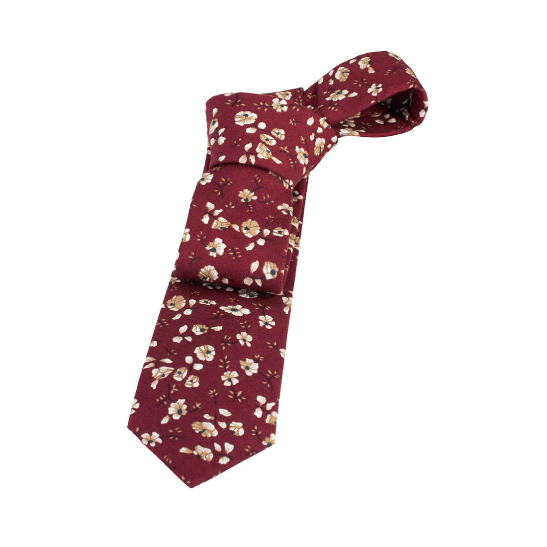 Burgundy Floral Cotton Tie