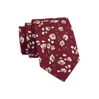 Burgundy Floral Cotton Tie